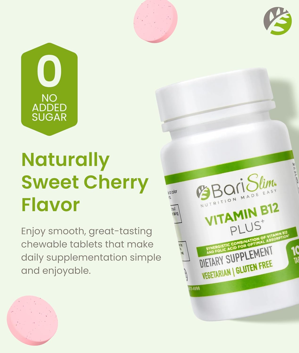 BariSlim Vitamina B12 Plus Comprimidos Masticables - Formulado para Cirugía Bariátrica