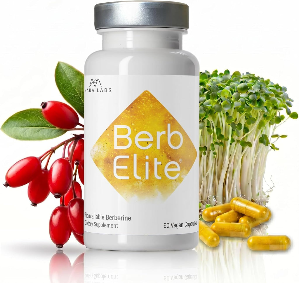 BerbElite - Berberina HCL con Complejo de Semillas de Brócoli, 350mg, 60 Cápsulas Veganas