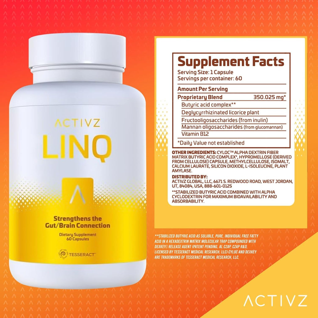 ACTIVZ LINQ - Fórmula Epigenética Avanzada para Función Cerebral, Salud Intestinal, Piel Radiante y Apoyo Inmunológico - 60 Cápsulas