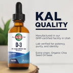 KAL Vitamin D3 2000 IU (50 mcg) Liquid Drops - Bone & Immunity Supplement