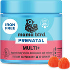 Best Nest Wellness Mama Bird - Multi+ Gominolas Prenatales (30 Dosis) Multivitamínico sin Hierro - Sabor Fresa - Metilfolato - Vegano y Sin Gluten