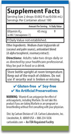 Carlson - Super Daily K2, 45 mcg Vitamina K2 Líquida, MK-7, Sin Sabor, 360 Gotas (10.16 ml)