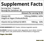 Magceutics Vitamina D3 K2 5000 UI 100 mcg MK-7 con MCT - 30 Cápsulas Veganas