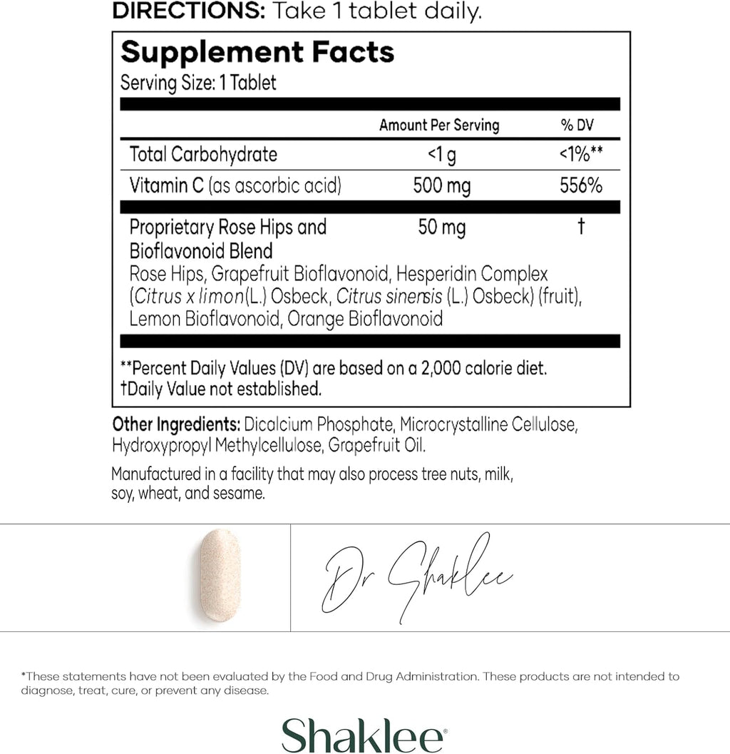 Shaklee Sustained Release Vita-C® 500mg, 180 Comprimidos