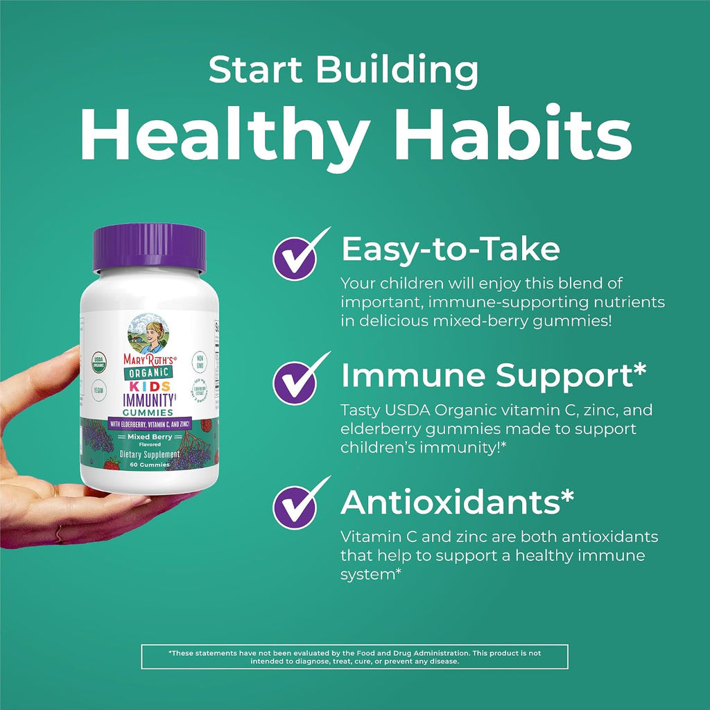 MaryRuth's Organics Gominolas para Defensas Infantiles | Vitamina C, Zinc y Saúco | 60 Gominolas