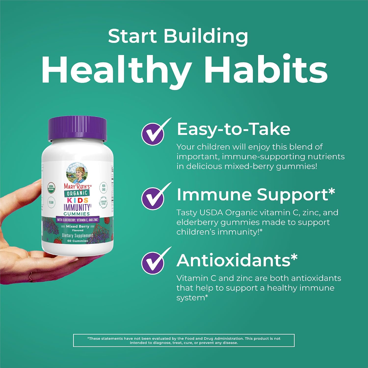 MaryRuth's Organics Gominolas para Defensas Infantiles | Vitamina C, Zinc y Saúco | 60 Gominolas