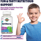 KAL MultiSaurus Multivitamínico Infantil Masticable, 11 Vitaminas y Minerales, Sabor Bayas, 60 Comprimidos