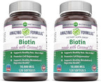 Amazing Formulas Biotina con Aceite de Coco Virgen Extra | 10000 mcg | 120 Cápsulas Blandas (2 Envases)