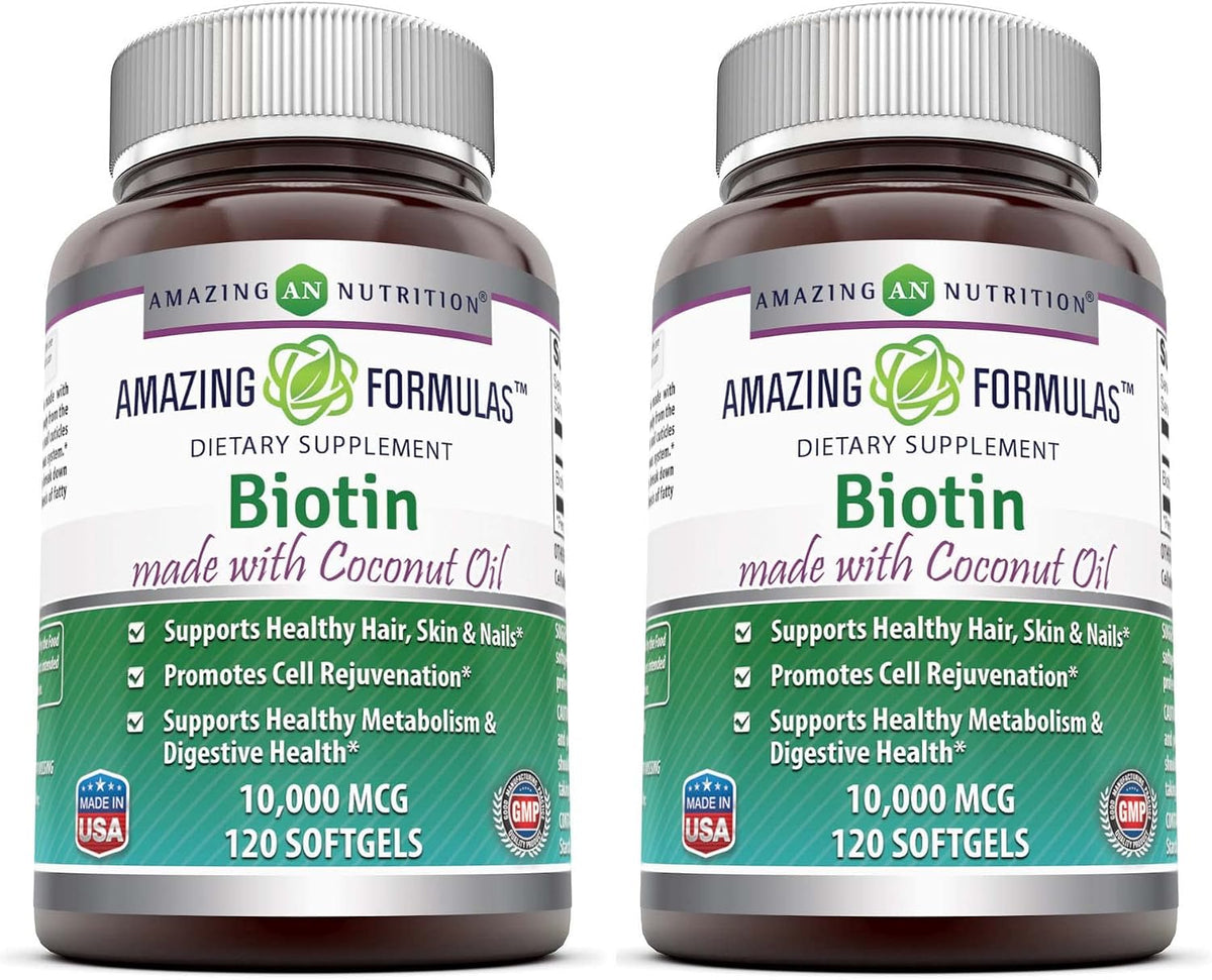 Amazing Formulas Biotina con Aceite de Coco – El metabolismo energético normal. – Image 1