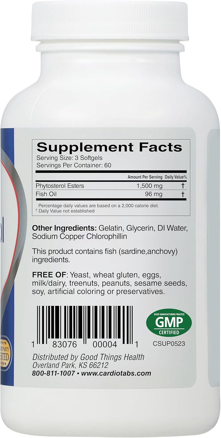 CardioTabs CardioSterol - 1.5 g de Esteroles Vegetales y Aceite de Pescado - 180 Cápsulas