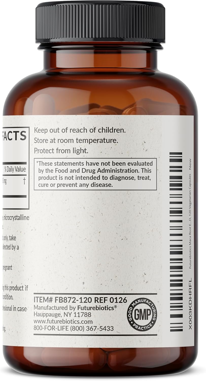 Futurebiotics Maca Root Extra Strength – 120 Cápsulas Vegetales – Apoyo para Energía, Vitalidad y Salud Reproductiva