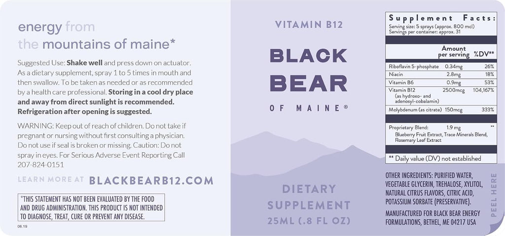 Holistic Health Black Bear Energy Spray 25 ml (0.8 fl oz)