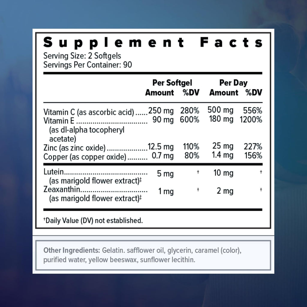 Focus Select AREDS2 – Complemento Ocular Multivitamínico y Mineral, 180 Cápsulas Blandas