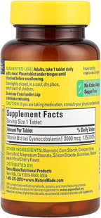 Nature Made Vitamina B12 Sublingual 3000 mcg Microtabletas, 40 unidades