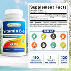 Best Naturals Vitamina B6 25 mg, 120 Comprimidos