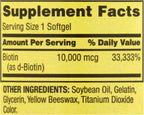 Spring Valley Biotin 10.000 mcg, 120 cápsulas blandas