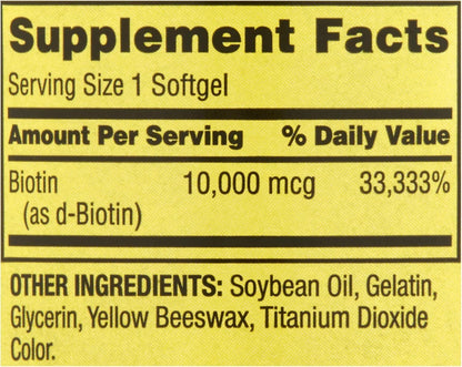 Spring Valley Biotin 10.000 mcg, 120 cápsulas blandas – Image 2