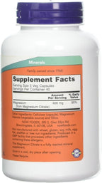 Now Foods Magnesio Citrato, 2 Pack de 120 Cápsulas