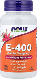 Now Foods - Vitamina E D-Alfa Tocoferil Acetato 400 UI - 100 Cápsulas Blandas