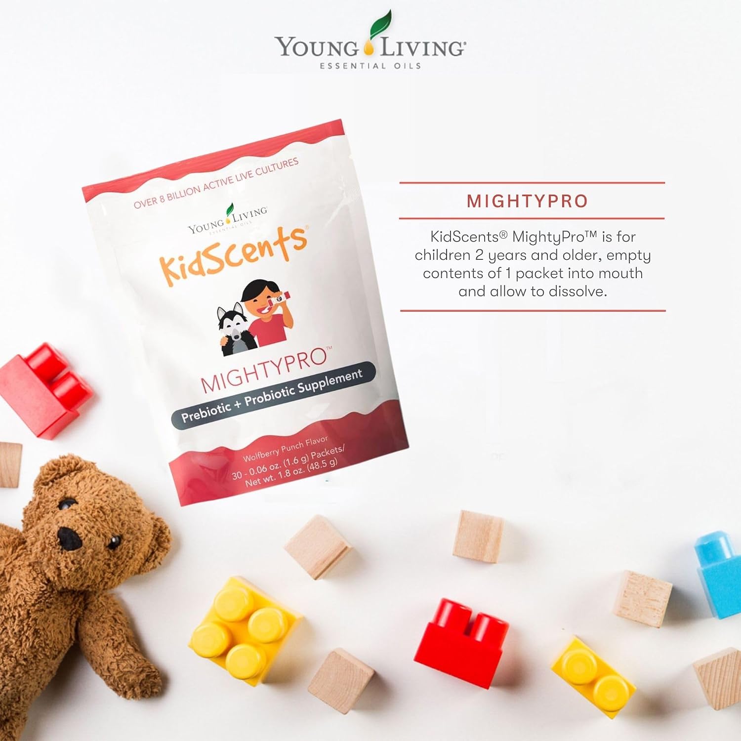 Young Living KidScents MightyPro - Probiótico y Prebiótico para Niños, 8 Mil Millones de Cultivos Vivos