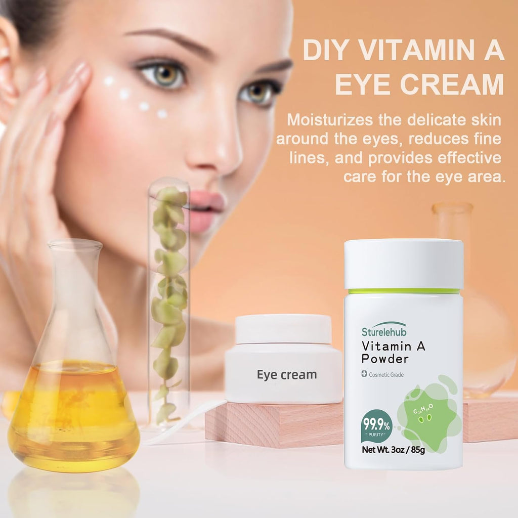 Vitamin A Palmitate Powder, Retinol Palmitate, 3OZ 99.9% Purity, Cosmetic Grade, Vitamin A Powder for Homemade Cosmetics
