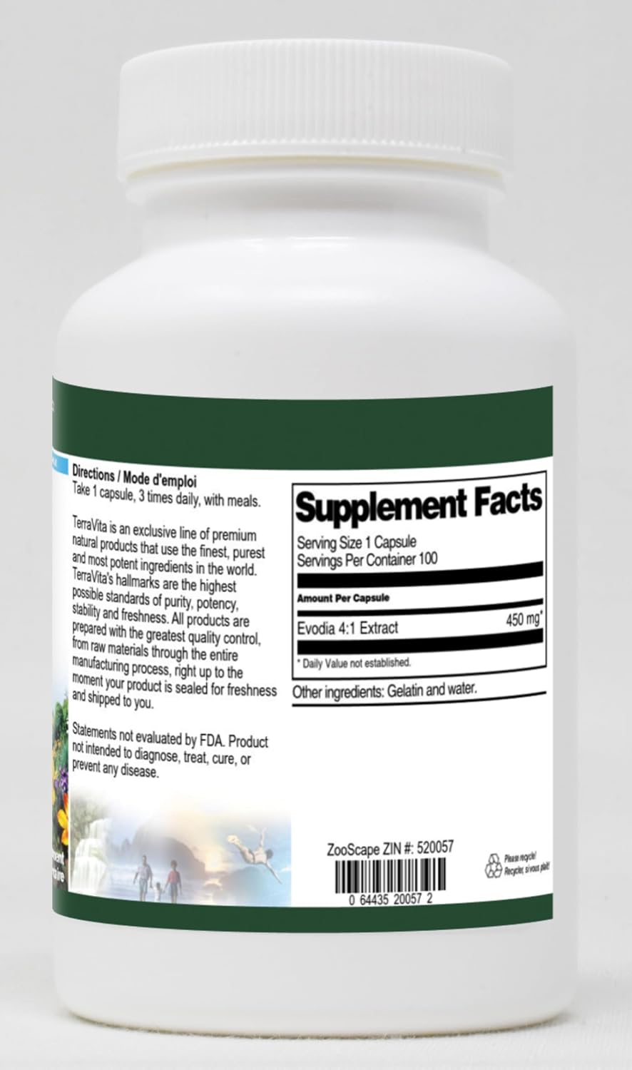 Evodia 4:1 - 450 mg, 100 Cápsulas - Terravita