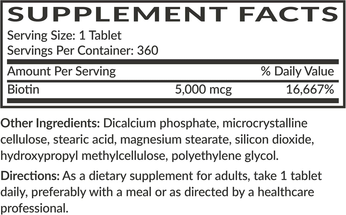 Futurebiotics Biotin 5000 MCG - 360 – La biotina contribuye al mantenimiento del cabello en condiciones normales. – Image 8