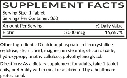 Futurebiotics Biotin 5000 MCG - 360 – La biotina contribuye al mantenimiento del cabello en condiciones normales. – Image 8