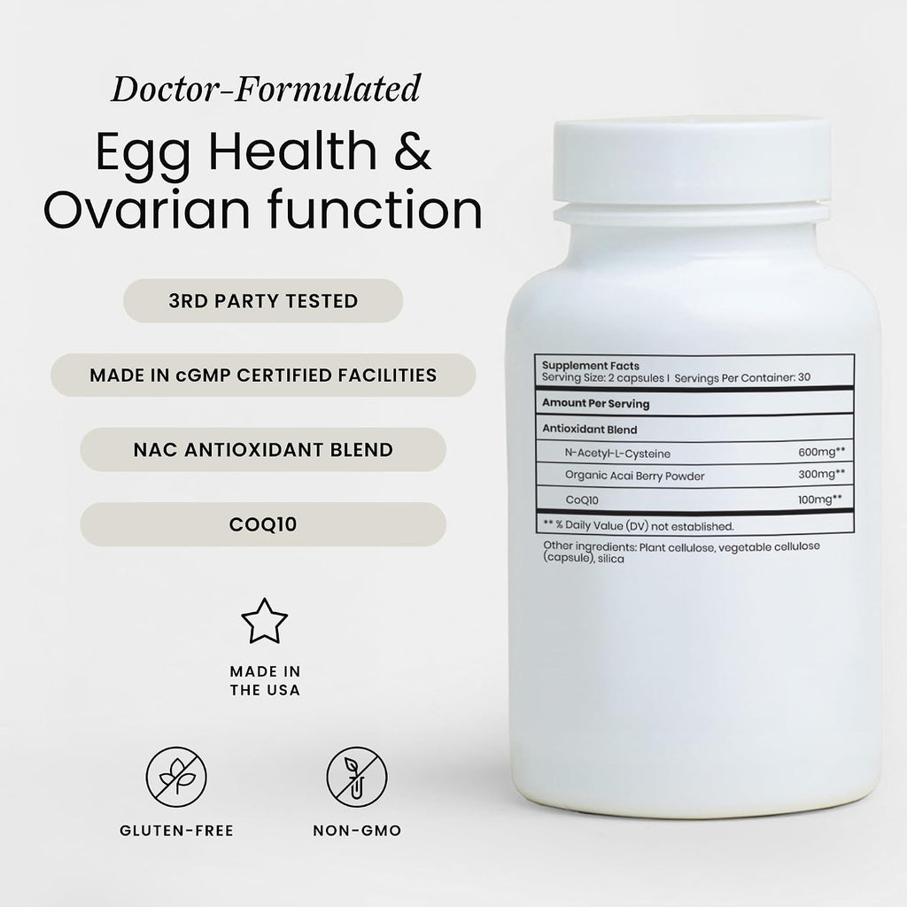 Perelel Fertility Support, Multivitamínico Antioxidante con CoQ10, NAC y Açaí, 60 Cápsulas