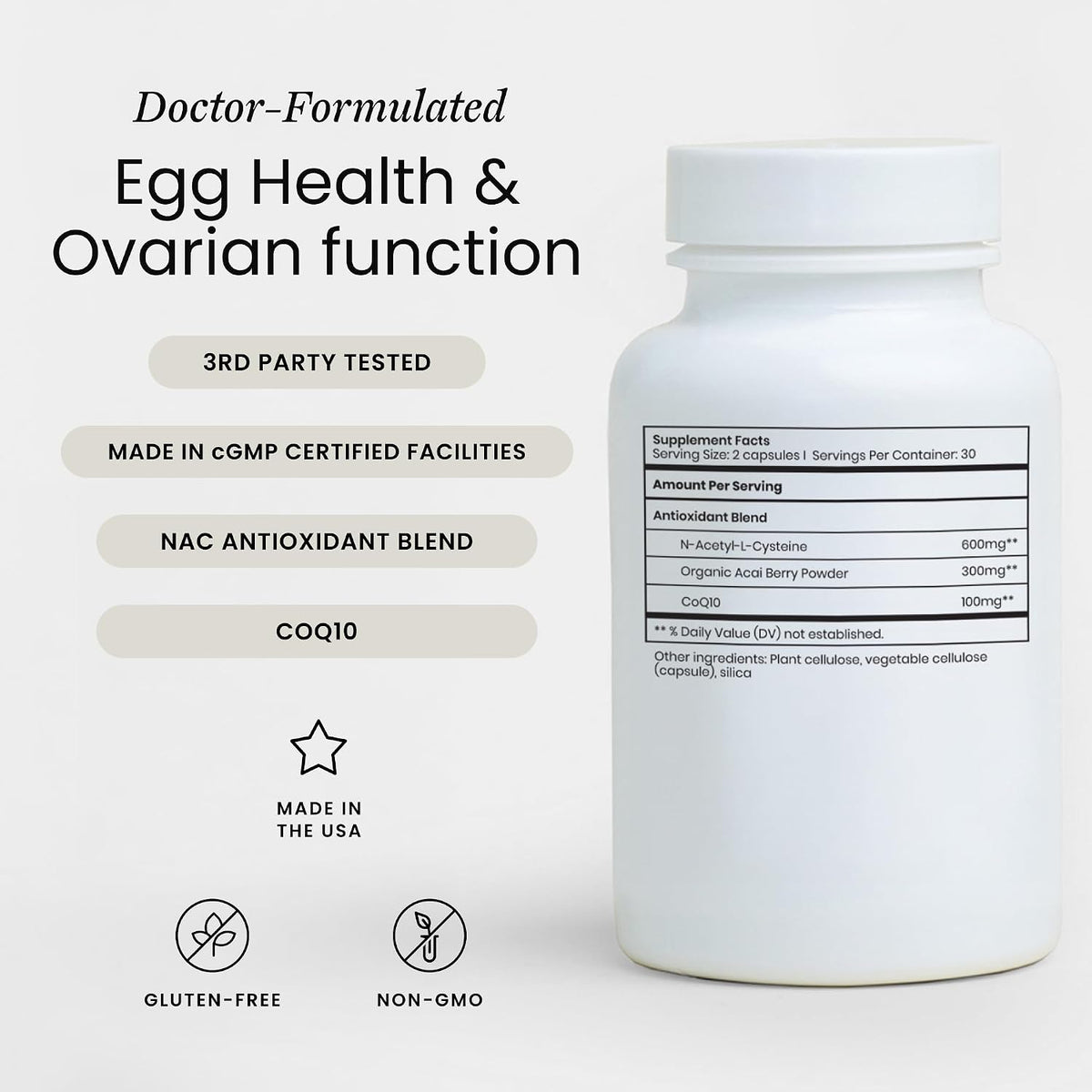 Perelel Fertility Support, Multivitamínico – N-acetil-L-cisteína (NAC): Un precursor del glutatión, uno de los – Image 2