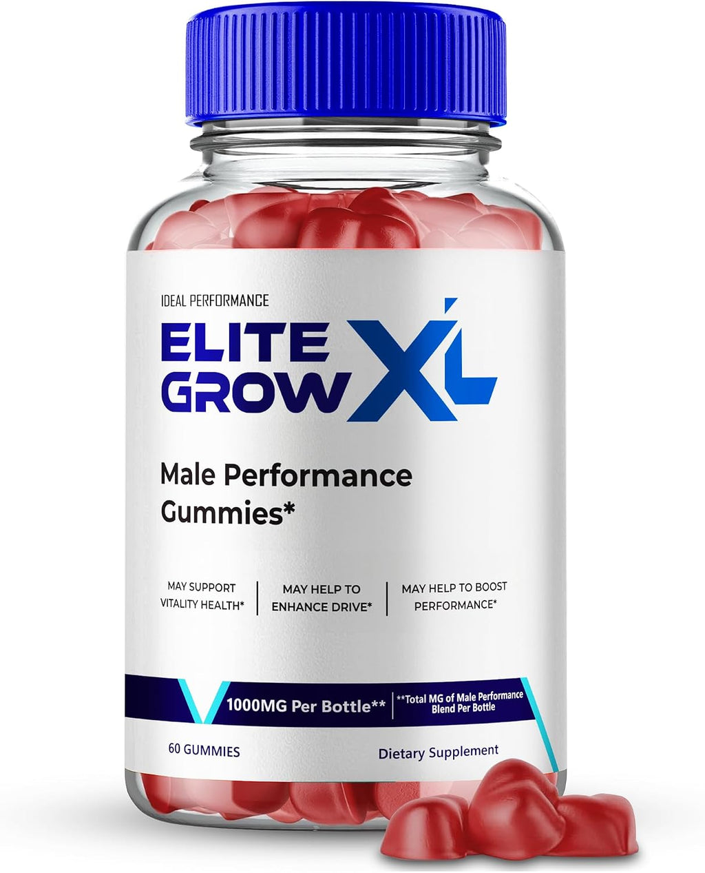 Elite Grow XL Gomitas - Suplemento Natural para Hombres, Resistencia y Energía (60 Gomitas)