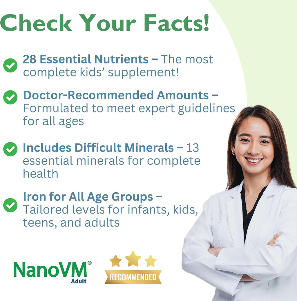 NanoVM Adult - Multivitamínico en Polvo Sin Alérgenos para Mujeres y Hombres, 275g