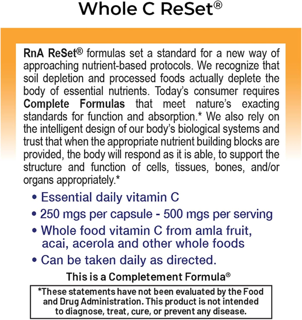 RnA ReSet Whole C Reset – Complejo de Vitamina C Orgánico con Bioflavonoides y Polifenoles, 60 Cápsulas – Image 3
