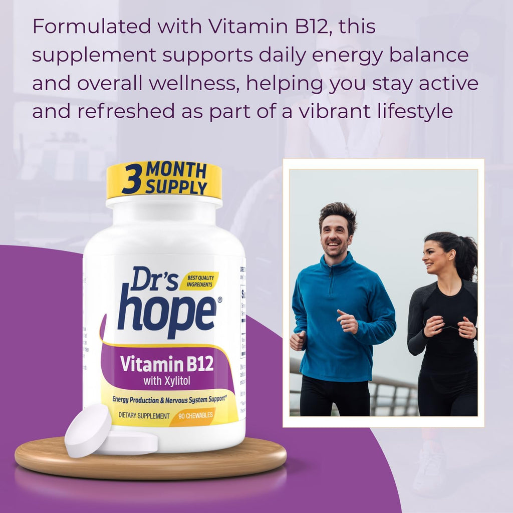 Vitamina B12 1000 mcg – 90 Comprimidos Masticables – Dr’s Hope