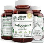 Natural Nutra Policosanol 20mg con Octacosanol - 60 Cápsulas Veganas