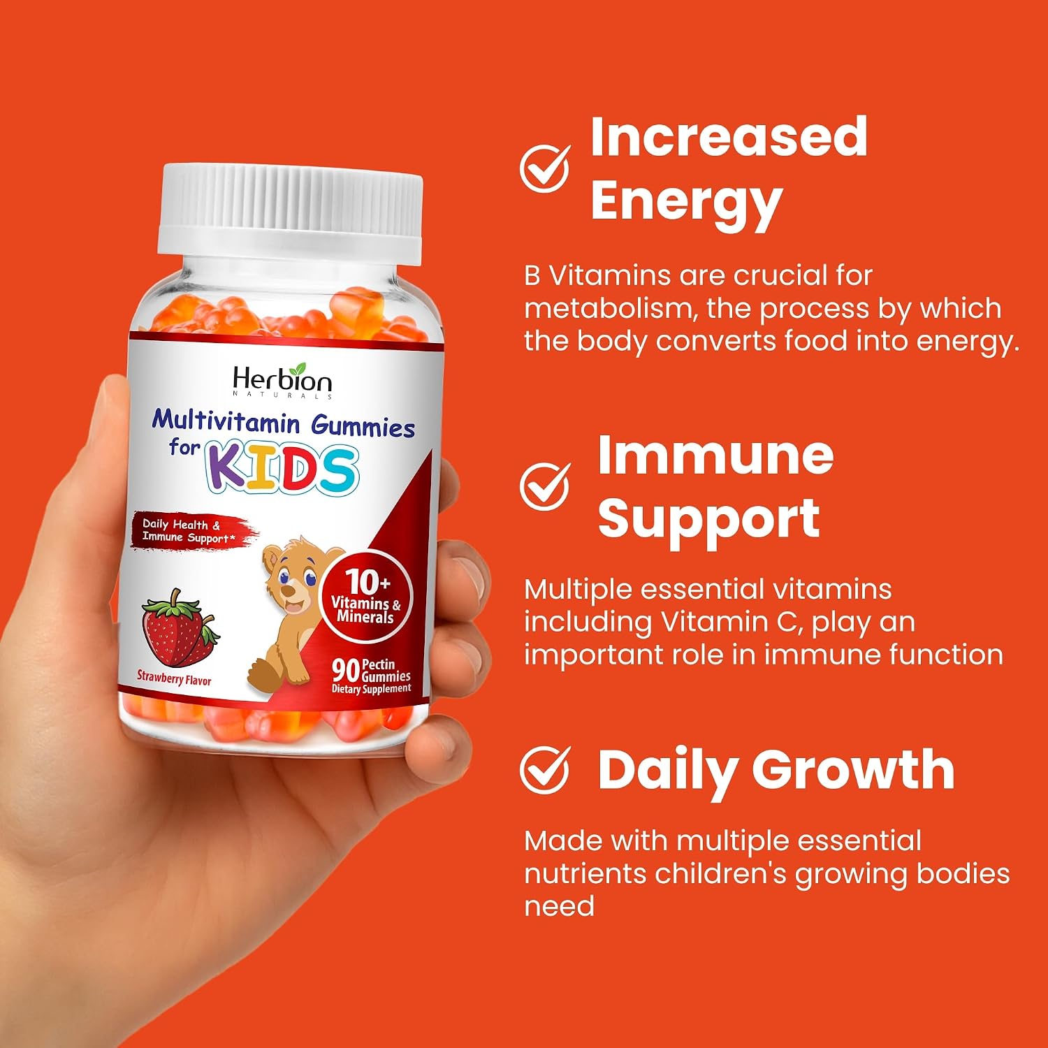 HERBION Naturals Multivitamin Gummies for Kids - Gomitas multivitamínicas infantiles (Pack de 24 frascos, 90 gominolas cada uno)