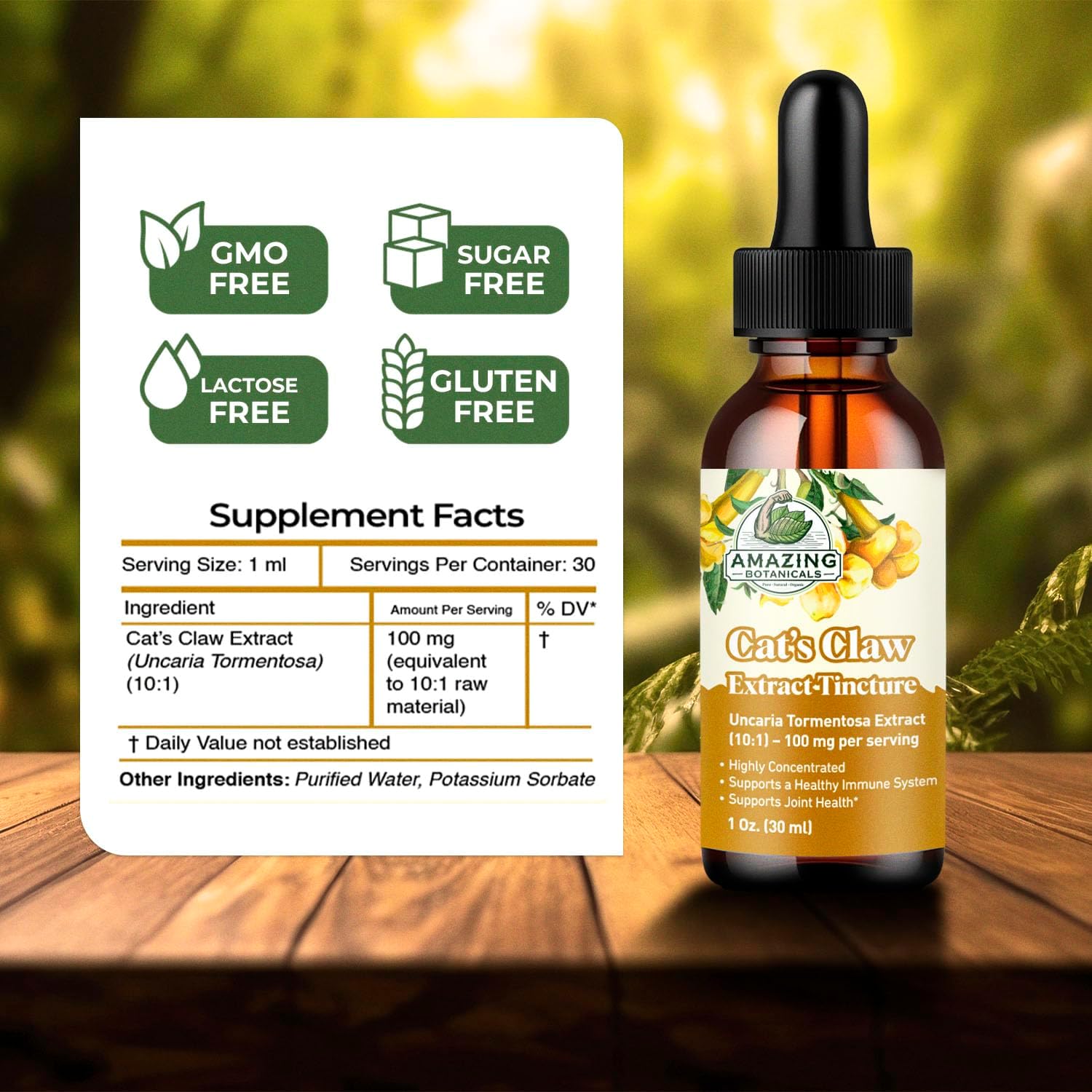 Tintura de Uña de Gato Orgánica - Extracto 10x de Uncaria Tomentosa 30.000 mg - 30 ml