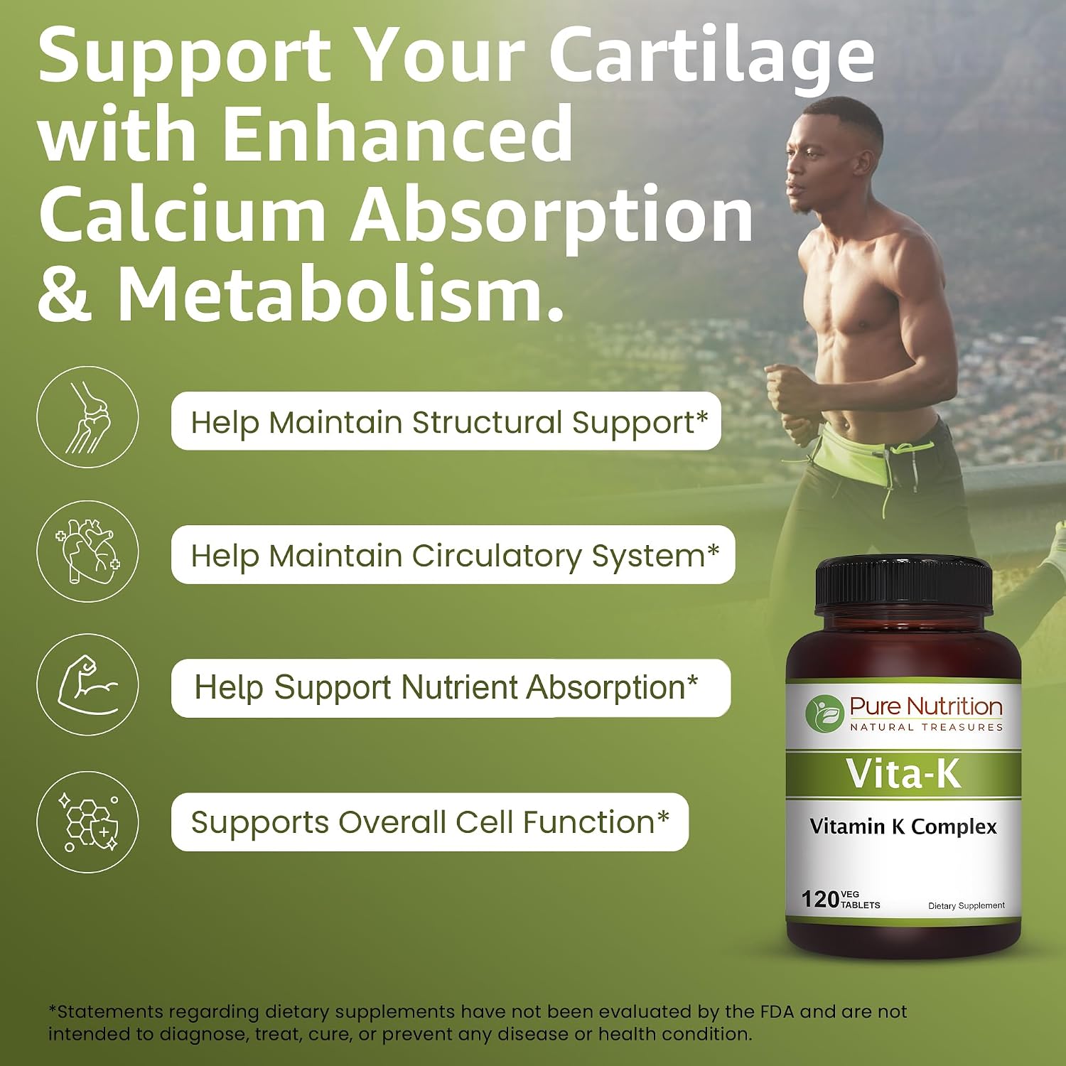 Pure Nutrition Vitamin K Complex K1 + K2 | 2250 mcg | 120 Comprimidos