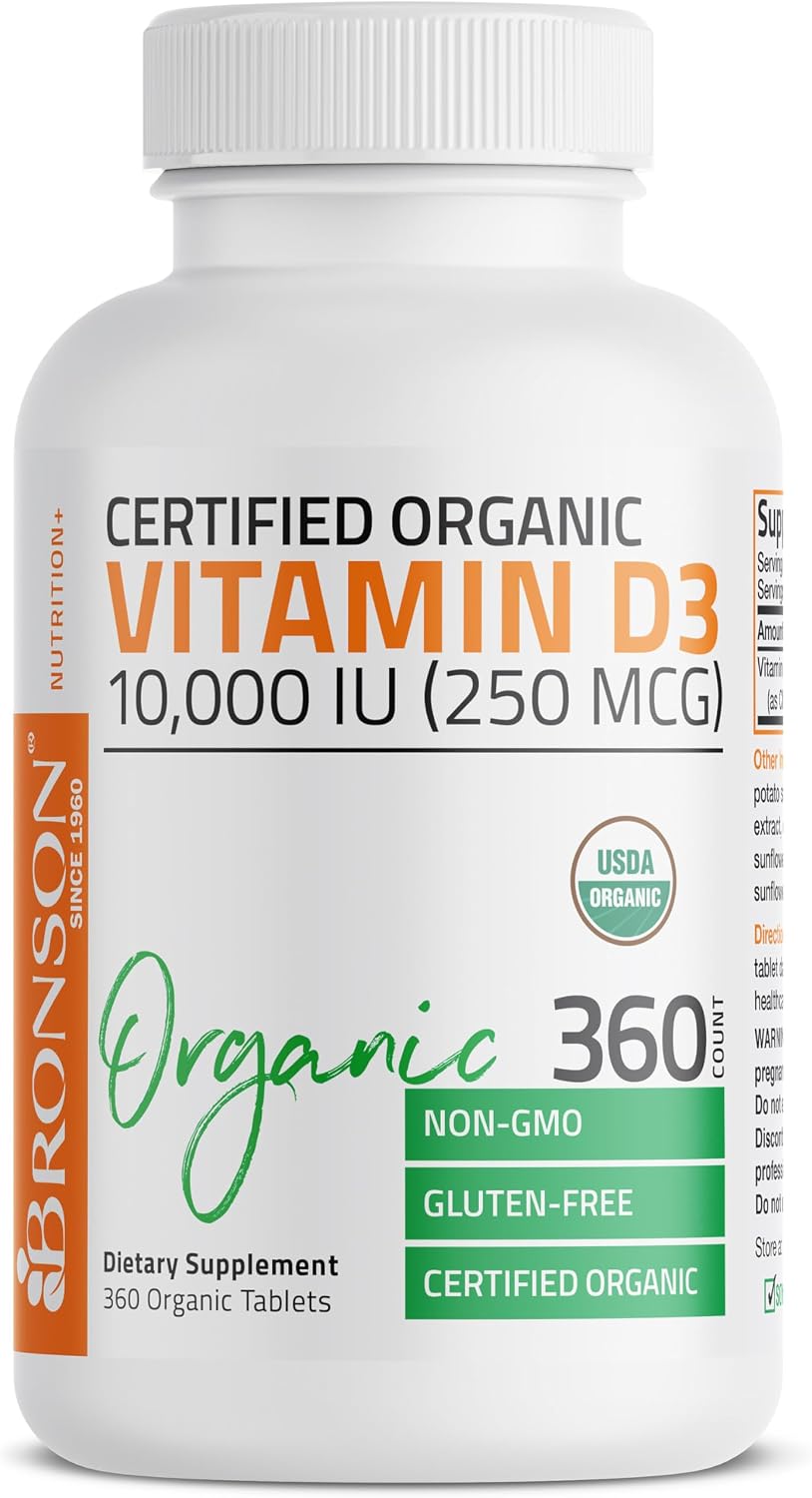 Bronson Vitamina D3 10.000 UI (250 mcg) Orgánica Certificada - 360 Comprimidos