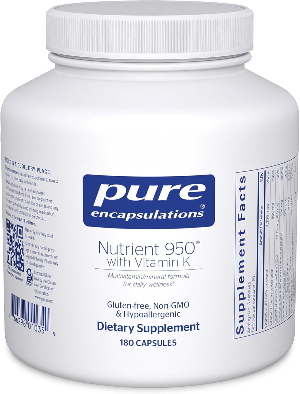 Pure Encapsulations Nutrient 950 with Vitamin K - 180 Capsules