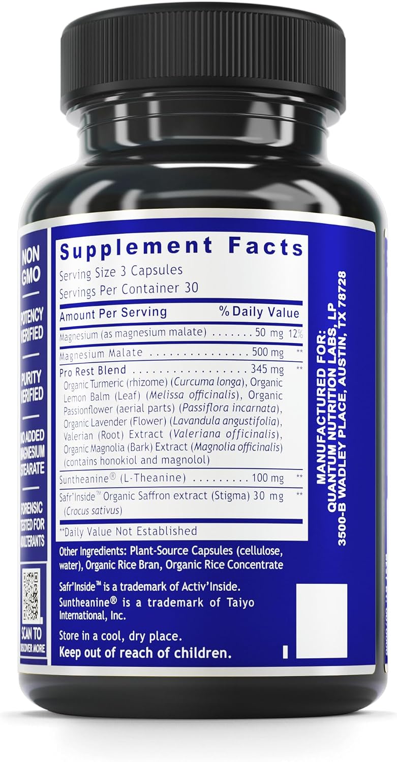 Quantum Relax and Slumber - Sleep Supplement with Magnesium Malate and L-Theanine, 90 capsules
