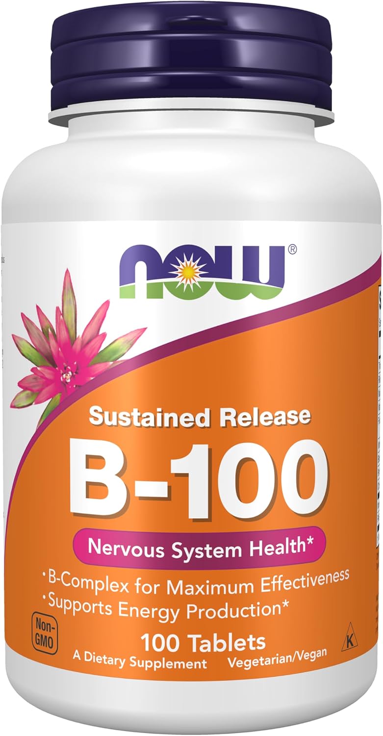 NOW Foods Vitamin B-100, Liberación Sostenida, 100 Comprimidos