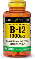 MASON NATURAL Vitamina B12 1000 mcg Comprimidos de Disolución Rápida, 200 Comprimidos