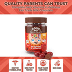 Good Day Chocolate Multivitamínico Completo para Niños – Suplemento Diario con Vitaminas A, B6, B12, C, D, E, Folato y Biotina, Chocolate de Comercio Justo y Sin OGM, 50 Piezas