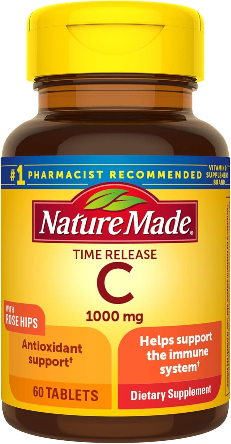 Nature Made Vitamina C 1000 mg Comprimidos de Liberación Prolongada con Escaramujo, 60 Comprimidos
