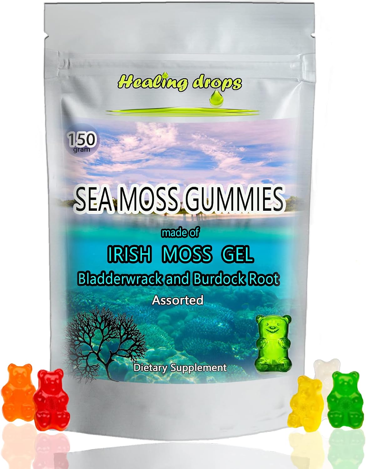 Sea Moss Gummies - Irish Sea Moss con Bladderwrack y Burdock Root | Vegano y Orgánico
