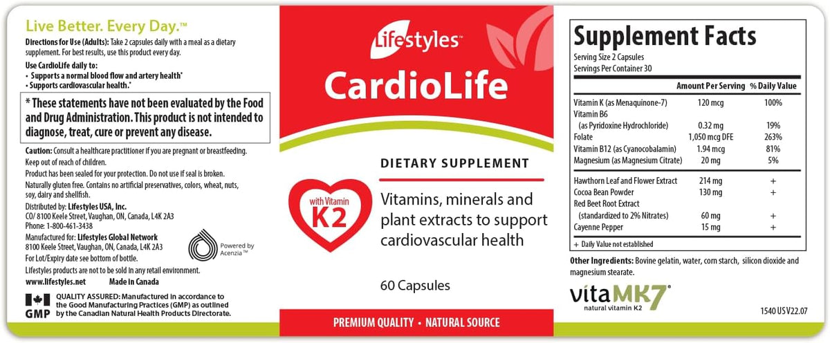 Intra Lifestyles CardioLife Supplement - – Ácido Fólico, Vitamina B6 y B12: Complejo B que contribuye a la – Image 7