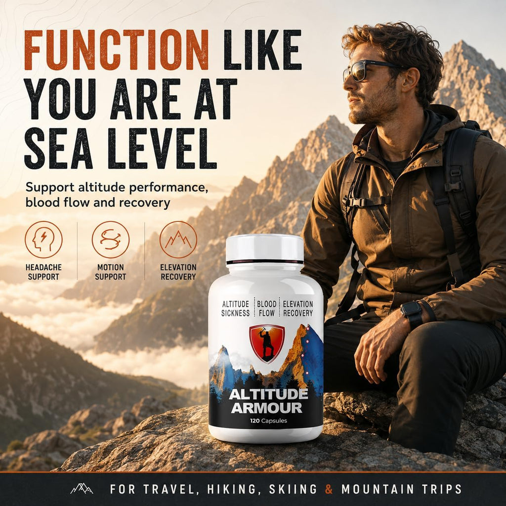 Altitude Sickness Prevention – Altitude Armour Premium Altitude Acclimation Support – Highly Bioavailable High Elevation Formula for Travel, Hiking, Skiing, & Mountain Trips