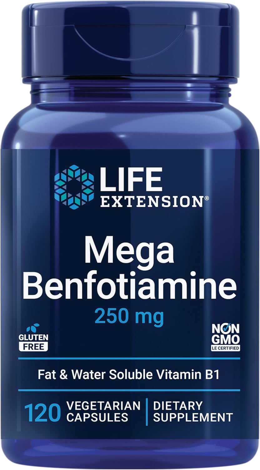 Life Extension Mega Benfotiamine 250 mg, 120 Cápsulas - Vitamina B1 Liposoluble
