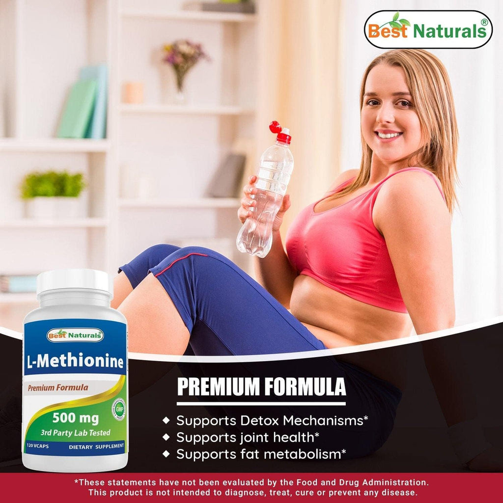 Best Naturals L-Metionina 500 mg, 120 Cápsulas Vegetarianas